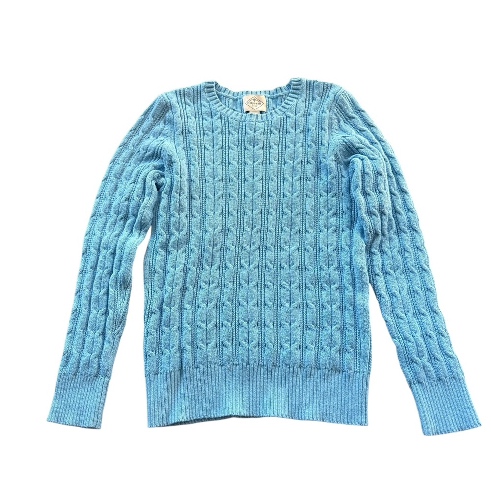 St. John’s Bay Baby Blue‎ Cable Knit Cotton Sweater Small Petite